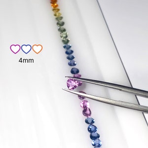 4 mm Herz Regenbogen Sapphire Linie - Herzform Sapphire Muster Multi Farbe lose Steine - Sapphire Edelstein Lot Set