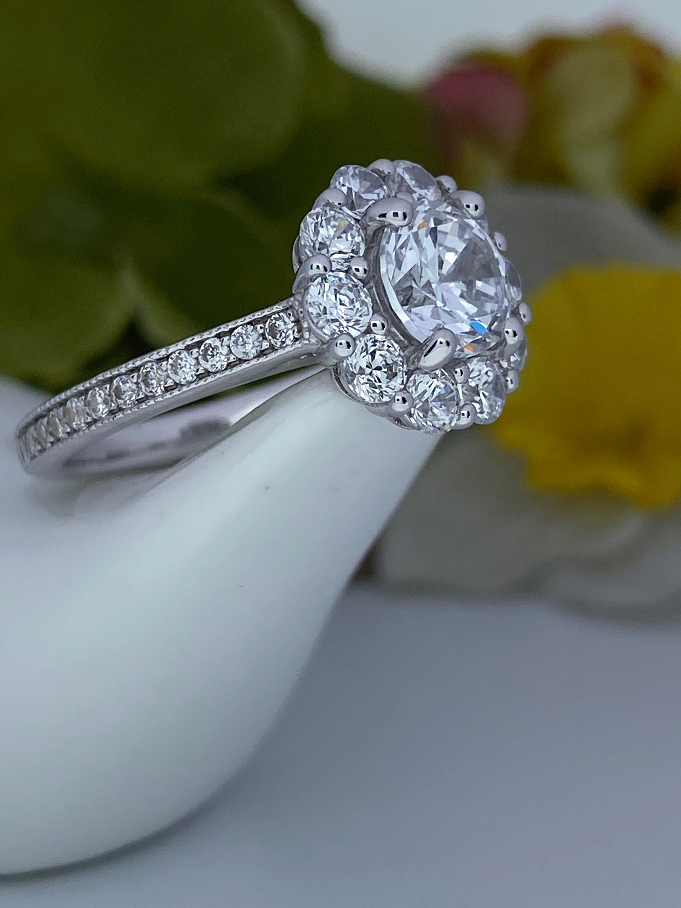 Unique 10k/14k Gold Engagement Ring Diamond Simulant CZ - Etsy