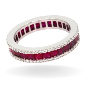 Natural Ruby & Diamond 18K Gold Eternity Band Ring
