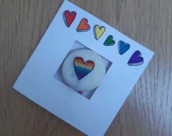 Rainbow Heart Pin Badge