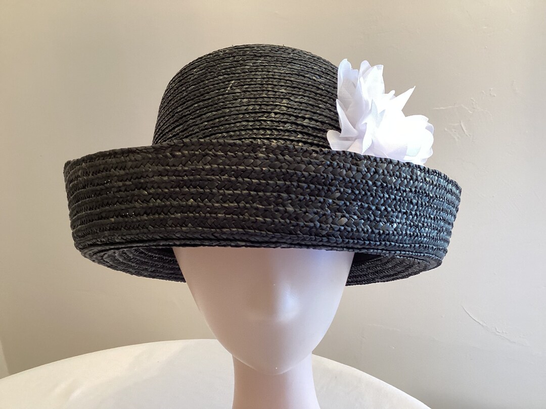 Sommer Stroh Damen Kettle Hut Schwarz Frauen mit Blume Größe Etsy.de