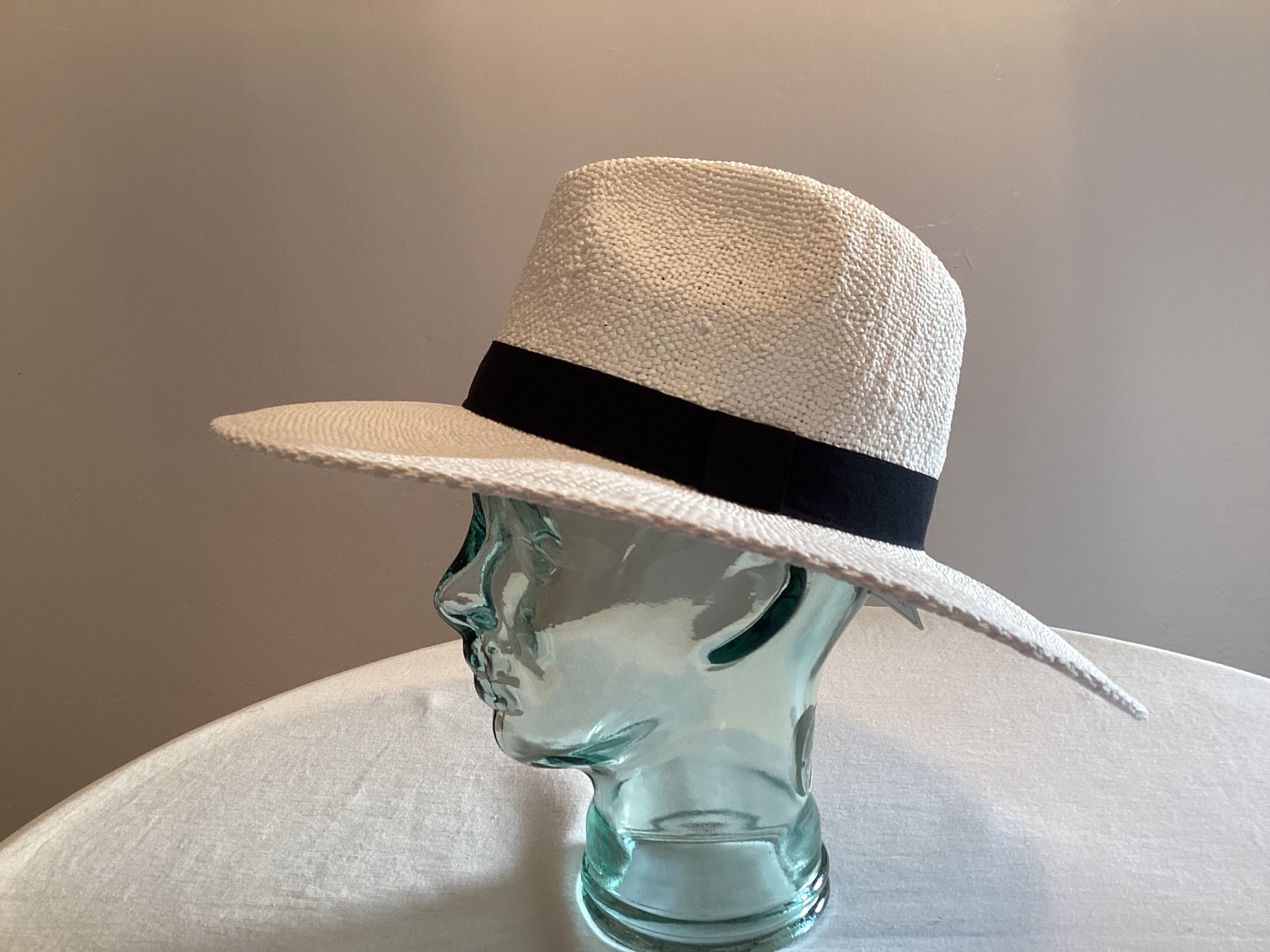 White Wide Brim Straw Panama Hat Unisex Adjustable - Etsy
