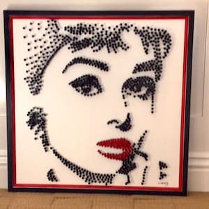 Audrey Hepburn screw art/ portrait/ movie star/ screw art/ mixed media