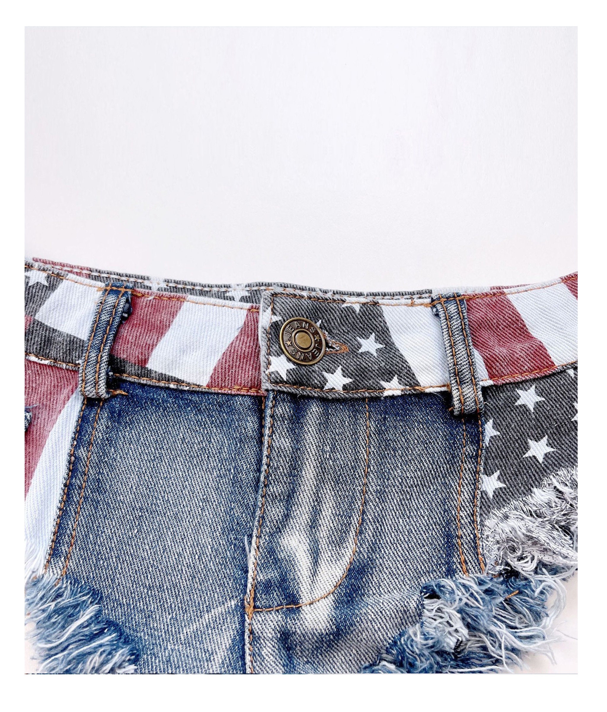 American Flag Denim Shorts July 4th Booty Shorts Cut off Jeans Etsy