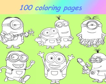 Minions Coloring Etsy
