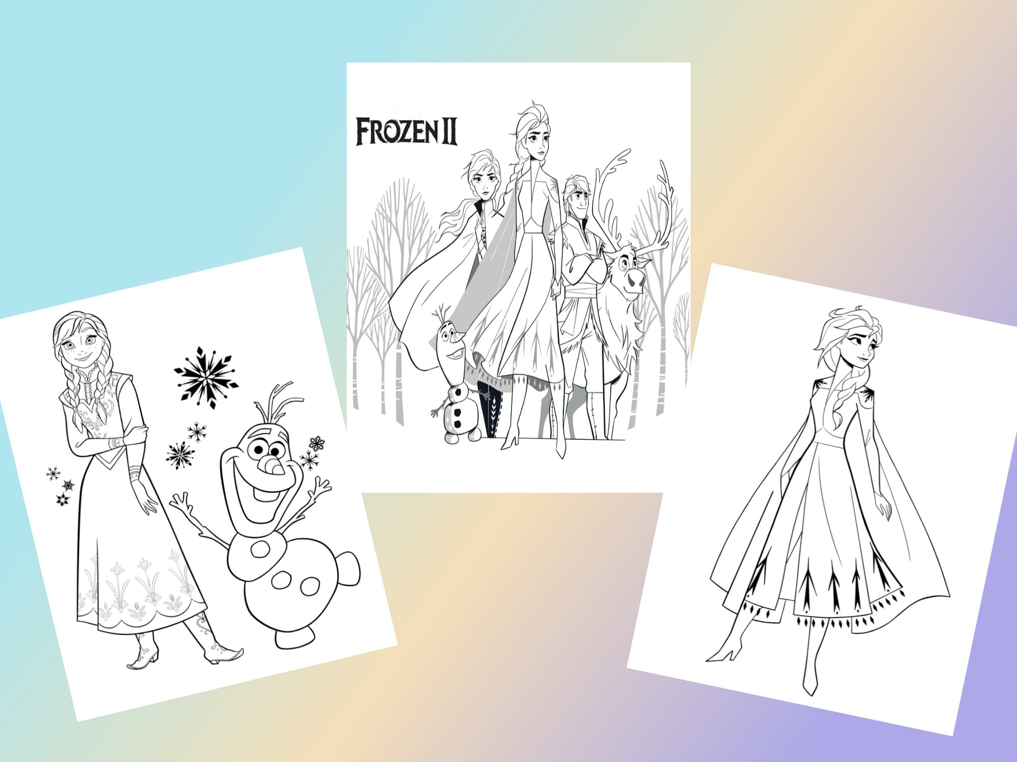 Coloring Pages Frozen 2 PDF Kids Printable Easy Cute Etsy