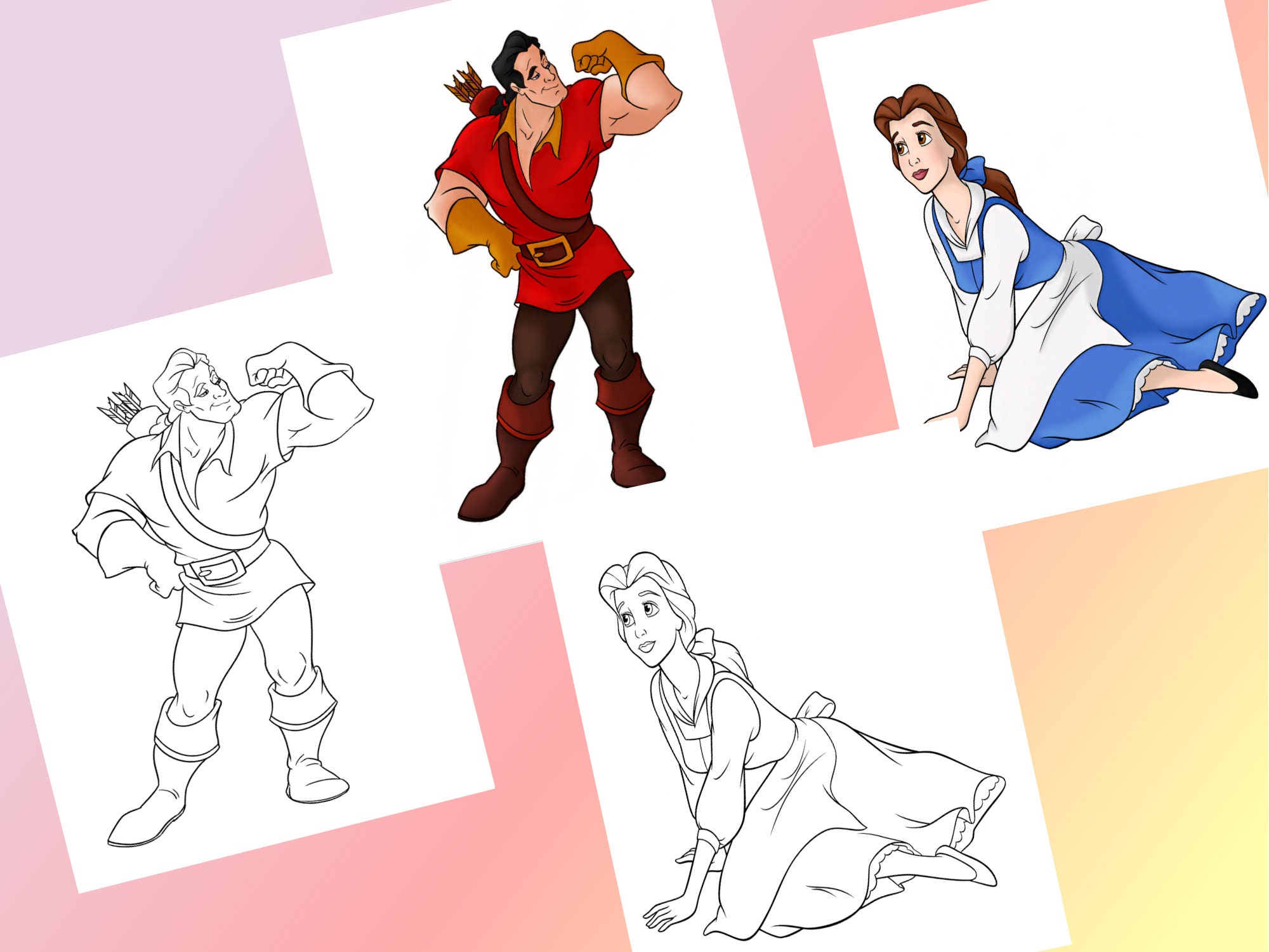 Coloring pages Beauty and the Beast PDF Kids Printable | Etsy