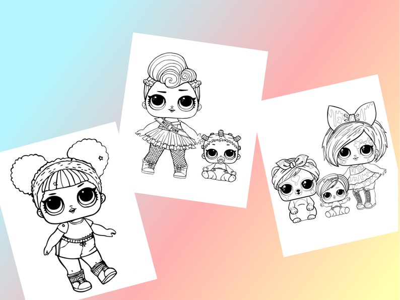Coloring Pages Kids PDF Printable Easy Cute Dolls Colouring Etsy