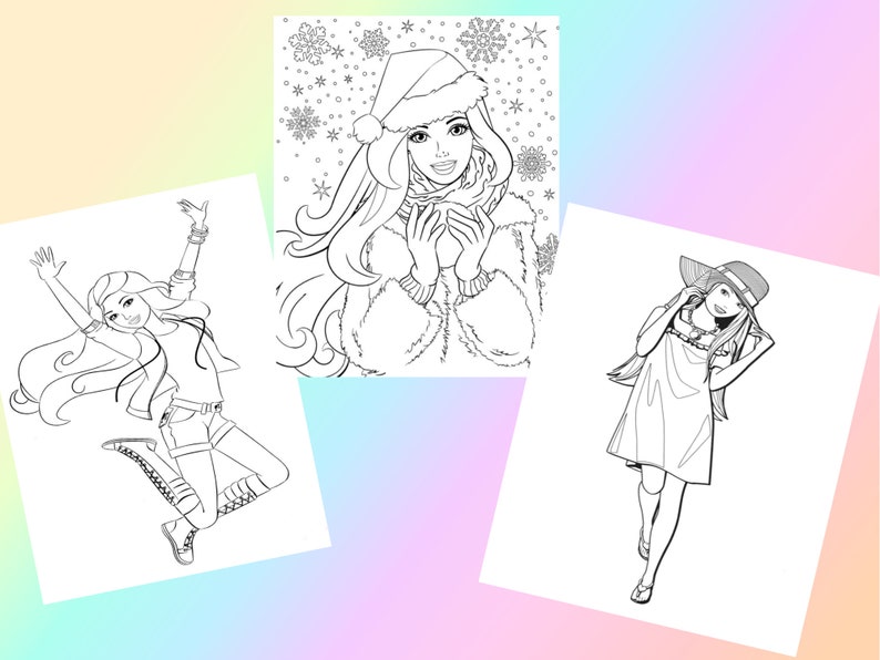 Download Coloring pages Barbie PDF Cute Princesses Printable Color | Etsy