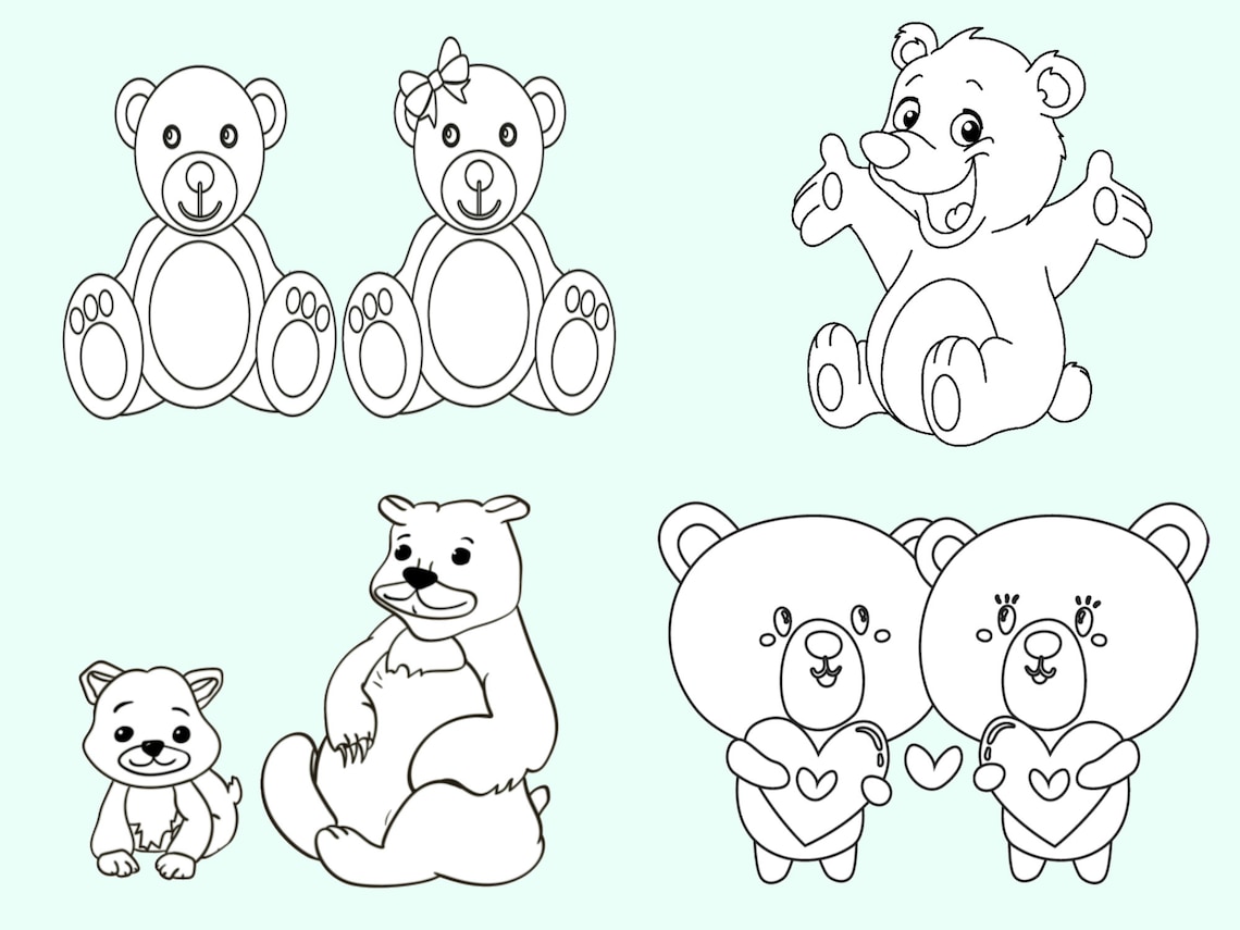 Bears Coloring Digital Book For Kids and TeensA Unique | Etsy