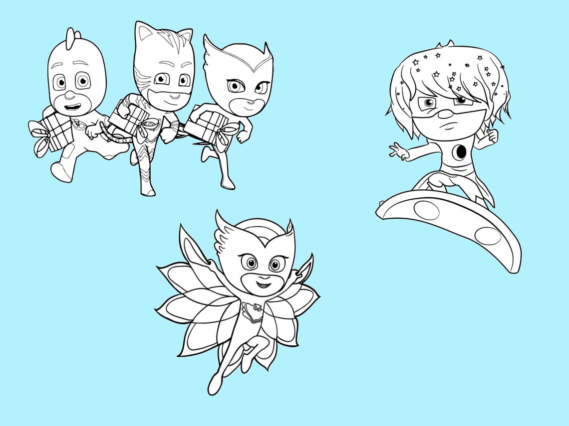 PJ Masks Super Coloring pages PDF The PJ Masks Super Digital Etsy