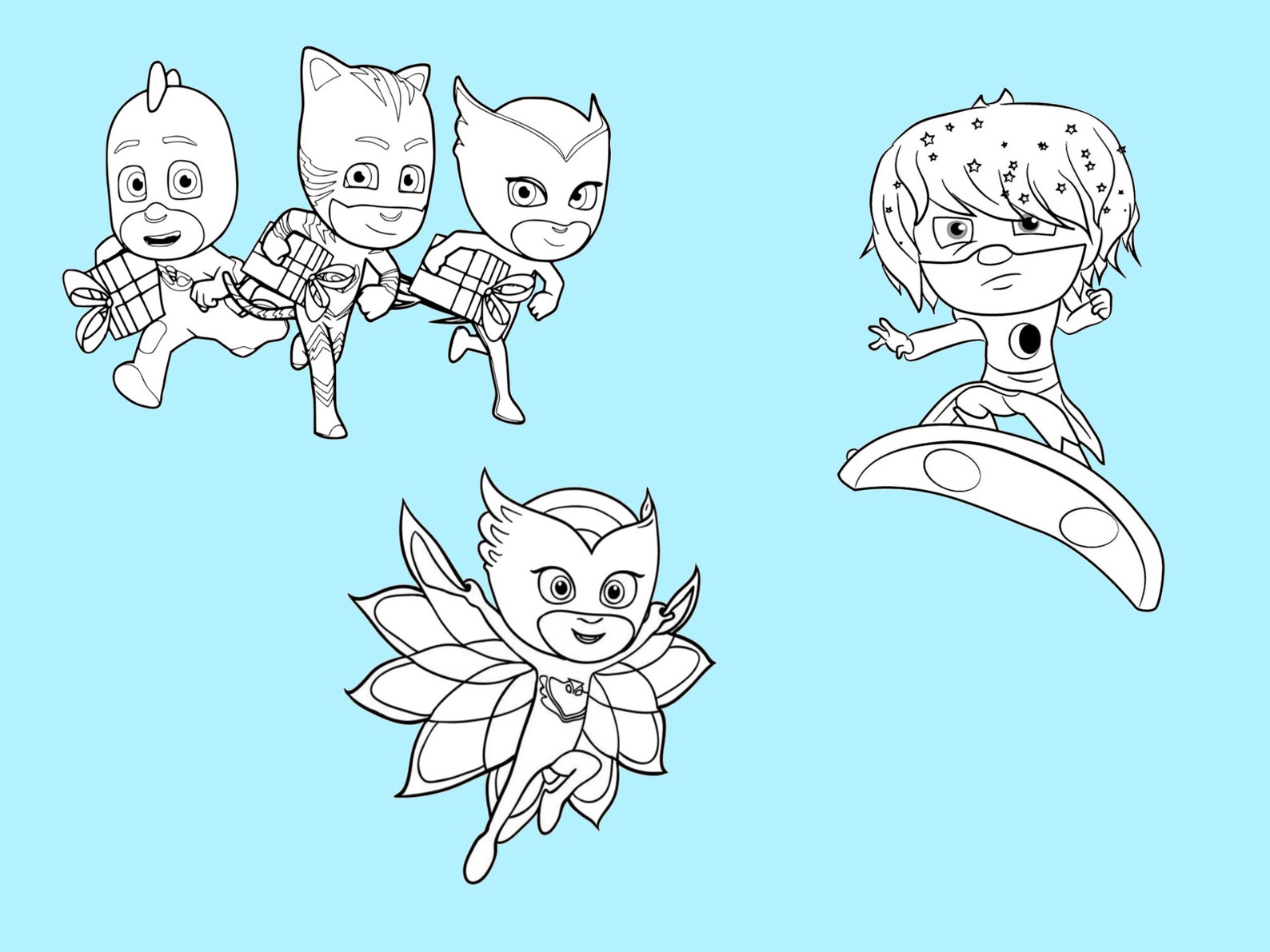 PJ Masks Super Coloring pages PDF The PJ Masks Super Digital | Etsy