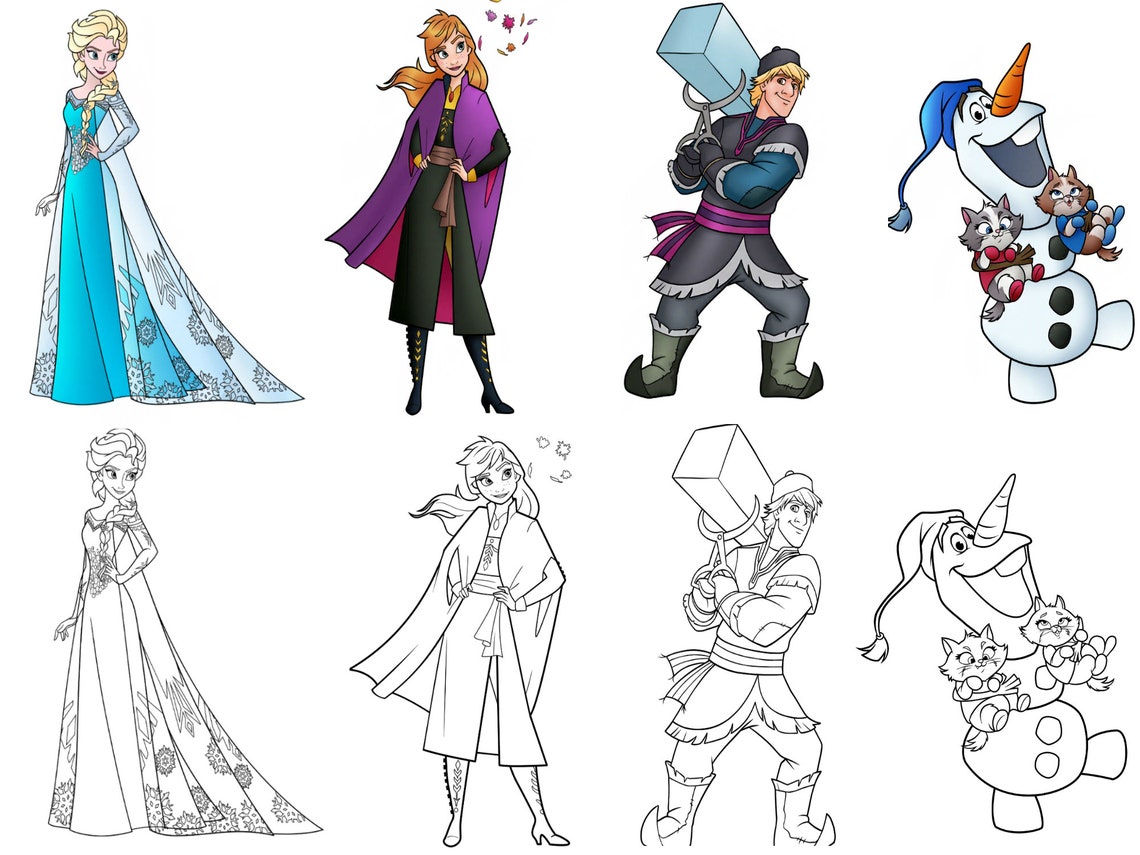 Coloring Pages Frozen 2 PDF Kids Printable Easy Cute Etsy