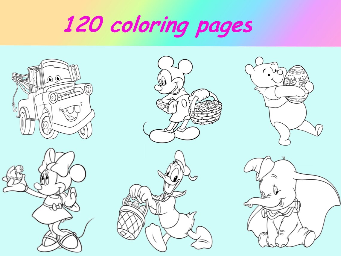 Coloring pages kids PDF Disney Printable Coloring Pages | Etsy