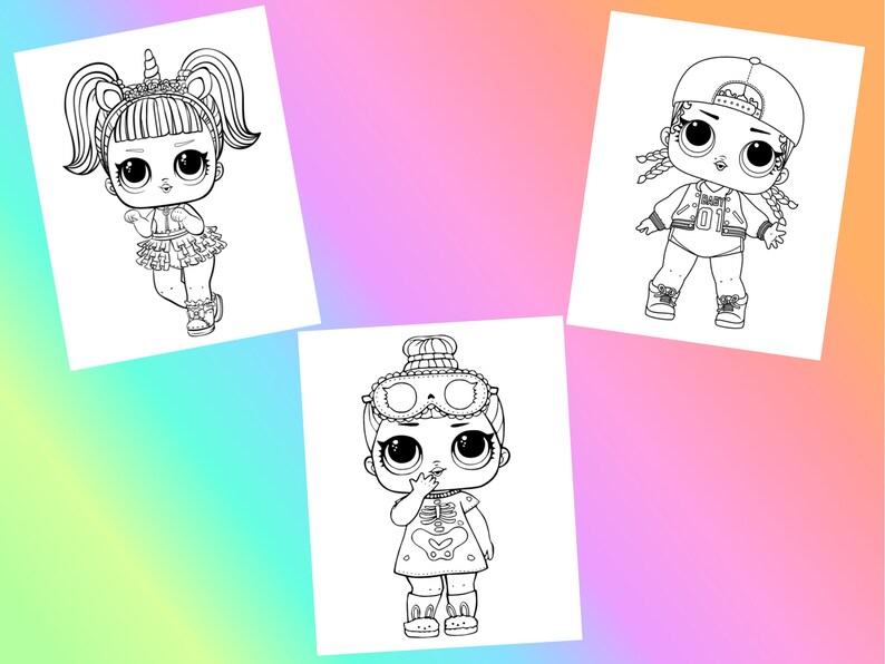 Coloring Pages Kids PDF Printable Easy Cute Dolls Colouring Etsy