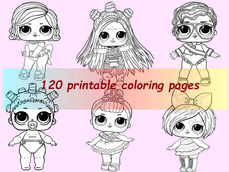 Coloring Pages Kids PDF Printable Easy Cute Dolls Colouring | Etsy