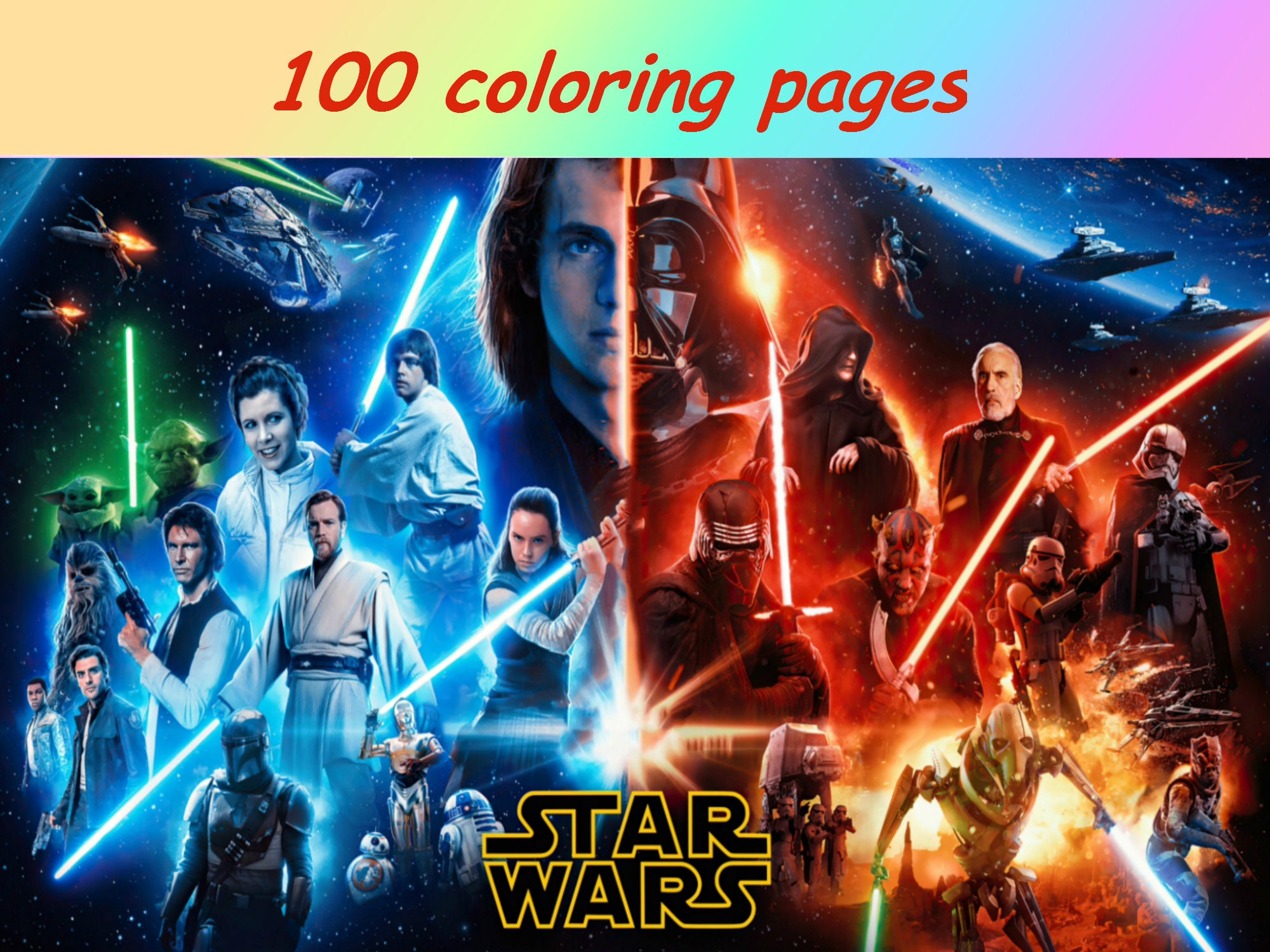 Coloring pages Star Wars PDF Printable Easy Color Pages to | Etsy