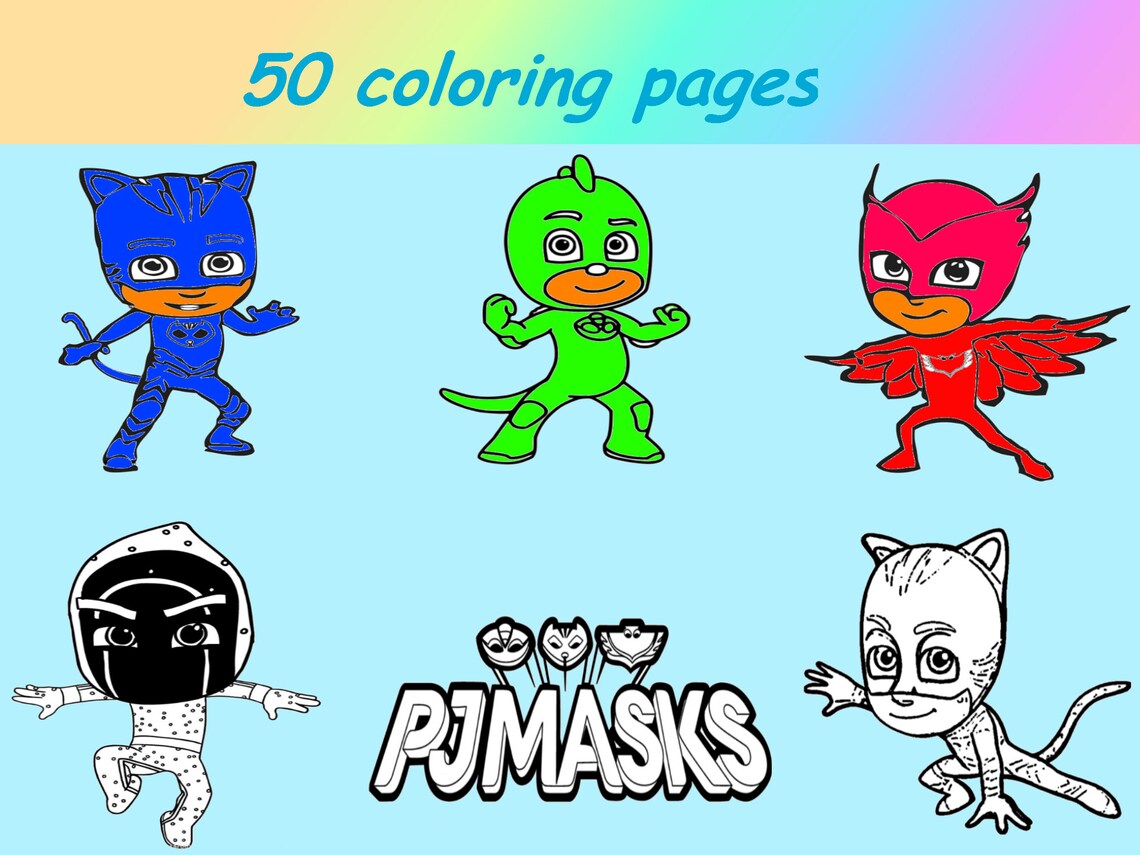PJ Masks Super Coloring pages PDF The PJ Masks Super Digital Etsy