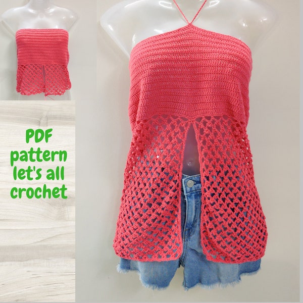 Crochet Top Pattern, Crochet lacy tank top pattern, Crochet Summer Top Pattern, Babydoll top pattern, PDF crochet top, Halter Top Pattern