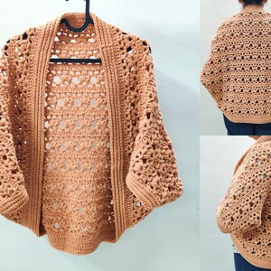 Easy Crochet Pumpkin Pie Cocoon Shrug Pattern for Beginners - Womens Lacy Shrug - Cocoon Cardigan Pattern - Digital Download PDF