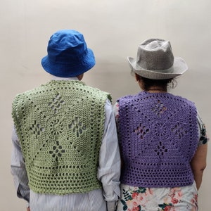 Crochet lacy filet crochet vest pattern. Boho Vest with fringes, easy quick crochet pattern. Crochet summer vest top for women. Medium weight red heart super saver vest. Crochet top for women, cardigan vest pattern.