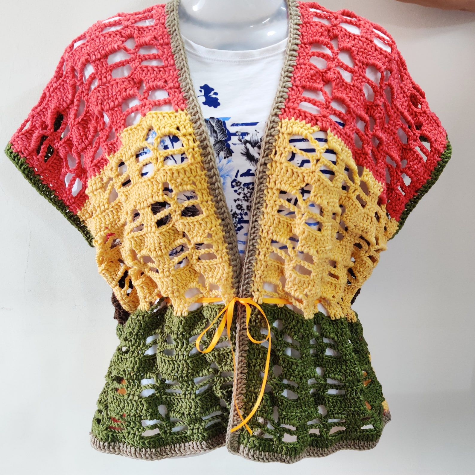 Crochet Flower Cardigan Vest Patterncrochet Pattern Vest Top Etsy