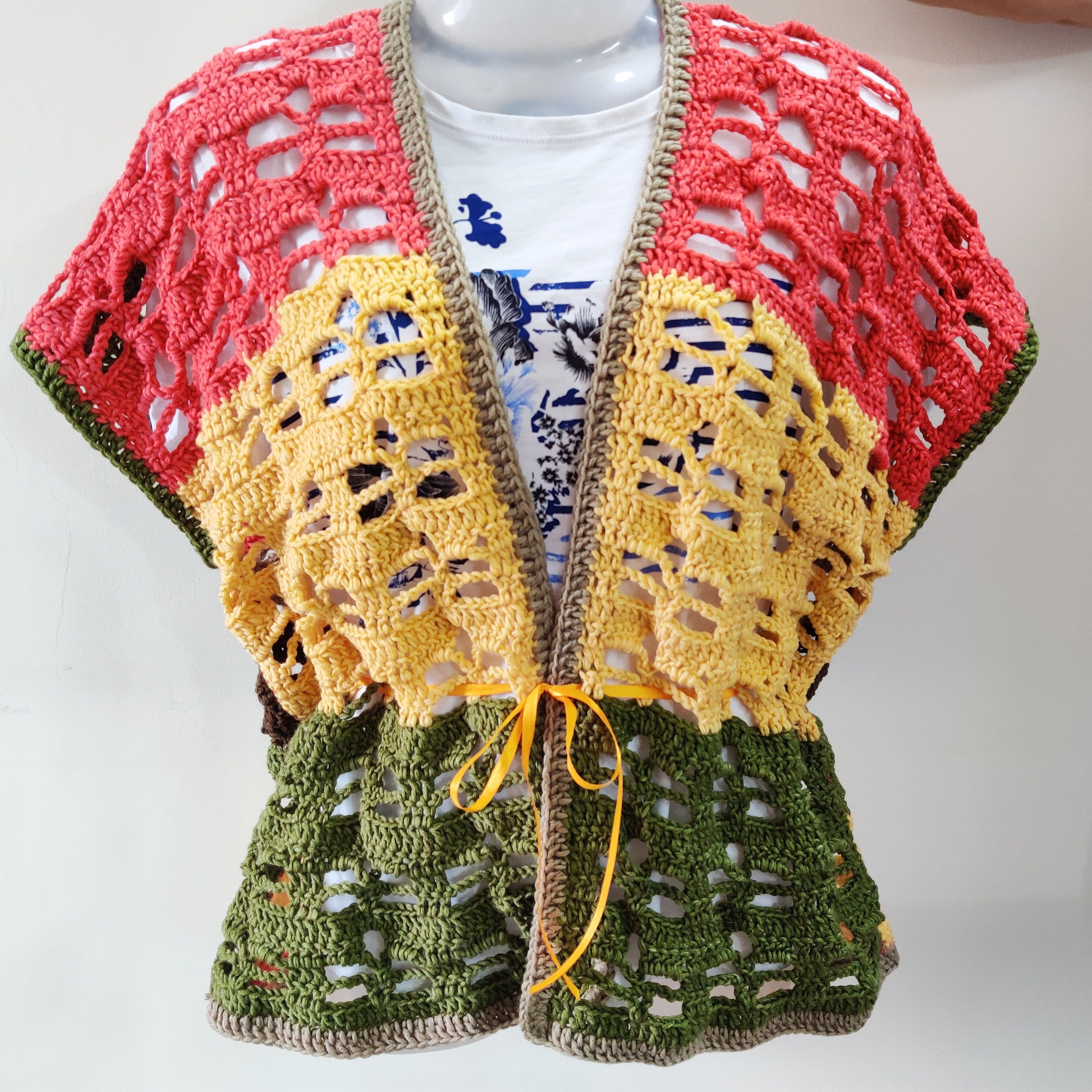 Crochet Flower Cardigan Vest Patterncrochet Pattern Vest Top Etsy