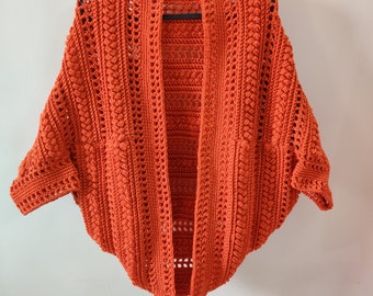 Crochet Pattern of Cocoon Shrug, Easy Womens Puff Stitch Cocoon Cardigan or oversized Sweater, Crochet Shrug Pattern PDF digital download