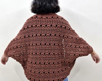 WRITTEN PATTERN & VIDEO / Cabernet Harvest Cocoon Shrug Crochet Pattern, Easy Cardigan, 11 Sizes Xs-7xl.