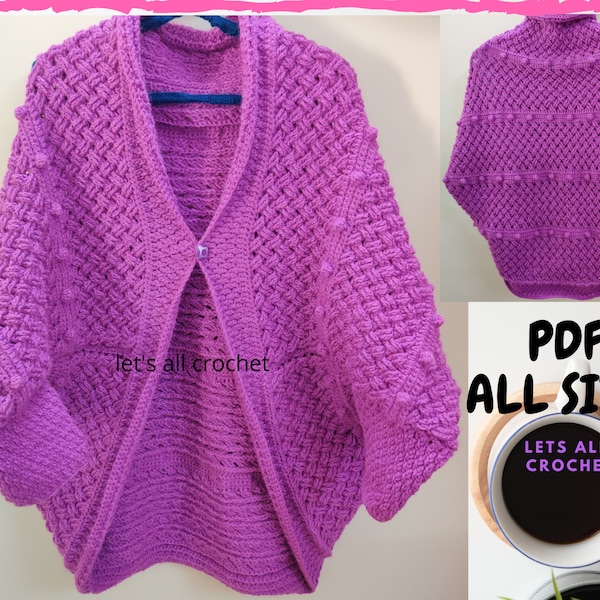 Crochet Pattern Cocoon Shrug, Easy Womens Celtic Cocoon Cardigan, Oversized Sweater or Blanket Shrug, Crochet Shrug PDF digital download
