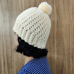 Crochet Chunky Beanie, Crochet White Winter Hat PDF Written Pattern Instant Download