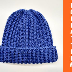 Crochet Pattern - Crochet Ribbed Beanie - Ribbed Hat - Easy Beanie Pattern - Mens Hat - Zyler Knit Look Beanie PDF Digital Download