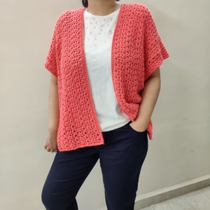 Crochet pattern - Lila Crochet Vest Pattern - Top V neck - Summer Cardigan Vest Made from 2 rectangles - Sizes XS-5XL - PDF Download