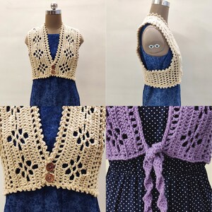 Crochet lacy filet crochet vest pattern. Boho Vest with fringes, easy quick crochet pattern. Crochet summer vest top for women. Medium weight red heart super saver vest. Crochet top for women, cardigan vest pattern.