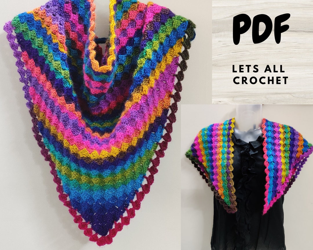 Easy Crochet Pattern for Triangle Shawl or Infinity Scarf, Crochet ...
