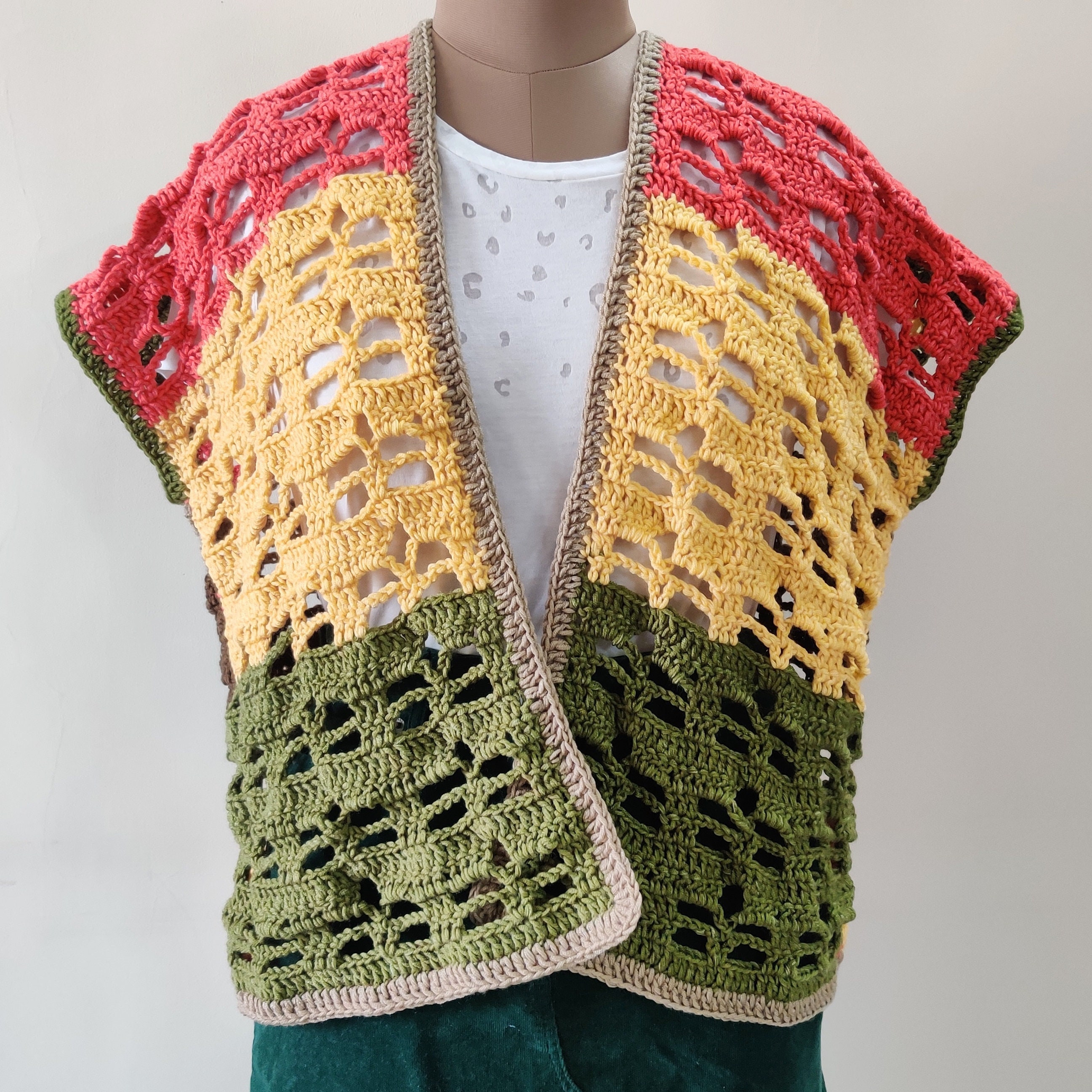 Crochet Flower Cardigan Vest Patterncrochet Pattern Vest Top Etsy