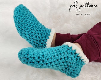 Chunky Crochet Slipper Socks, Easy Beginner Booties Pattern (PDF Download)