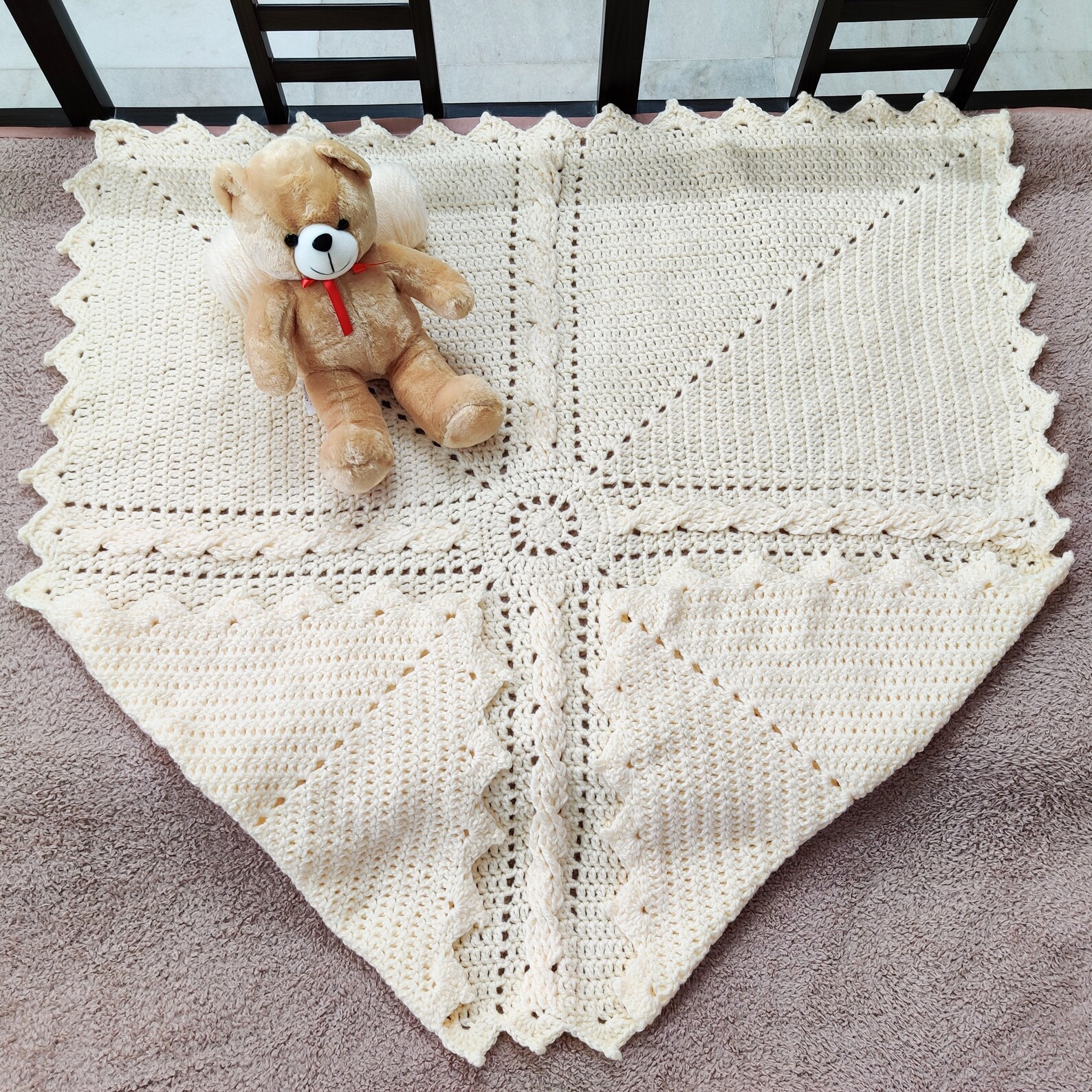 Crochet Cable Baby Blanket Pattern Easy Baby Blanket Pattern Etsy