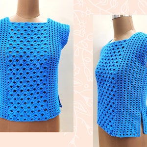 Crochet Top Pattern , Crochet Lacy Tee , Lace Summer Top For Women , Womens Blouse Pattern , Blue Shells Top , Sizes XS- 5XL PDF Download
