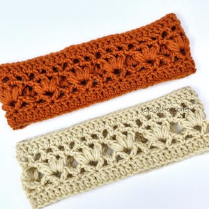 PATRÓN Y VÍDEO DE CROCHET / Diadema con punto abultado, calentadores de orejas fáciles, 7 tamaños, proyecto rápido con restos de hilo.