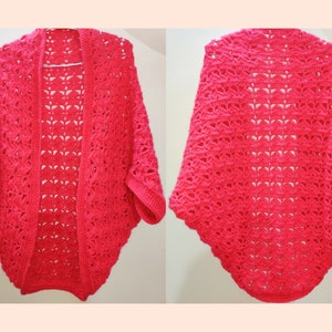 Crochet Cocoon Shrug Pattern, Easy Crochet Shrug for Beginners, Womens Lacy Cocoon Cardigan, Sizes S to 5XL digital download PDF