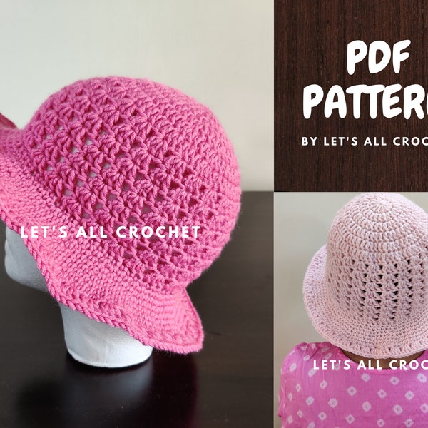 Crochet Easy Lacy Bucket Hat Easy Crochet Pattern for Sun Hat PDF digital download