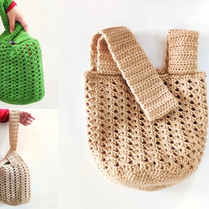 Patrón de bolso de nudo japonés de ganchillo, bolso de ganchillo, bolso de mano de ganchillo, bolso de playa boho, bolso de mercado para mujeres PDF descarga digital