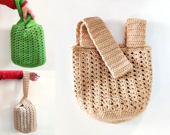 Crochet Japanese Knot Bag Pattern , Crochet Handbag , Crochet Tote Bag , Boho Beach bag , Market Tote for Women PDF digital download