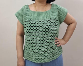 Modello per top estivo all'uncinetto, camicetta da donna, XS-5XL (download PDF)