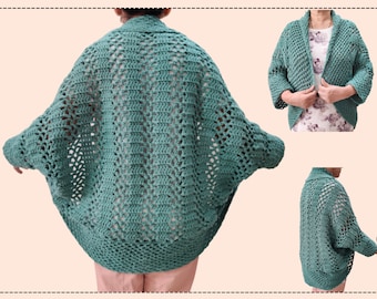 Easy Crochet Cocoon Cardiagn Pattern for Beginners- Womens Lacy Shrug- Cocoon Shrug Pattern- Lacily Cocoon Cardigan digital download PDF