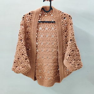 Easy Crochet Pumpkin Pie Cocoon Shrug Pattern for Beginners - Womens Lacy Shrug - Cocoon Cardigan Pattern - Digital Download PDF