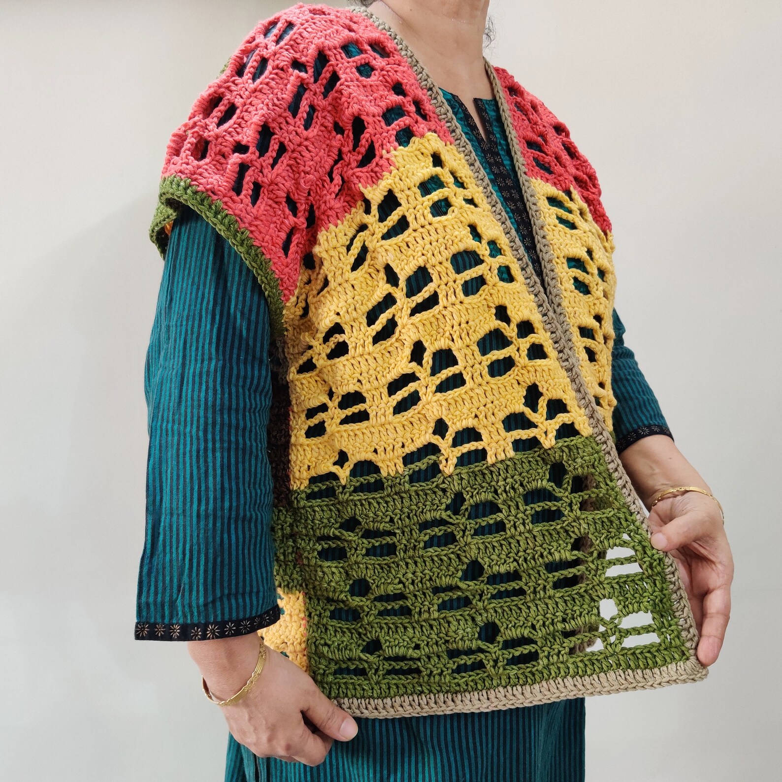 Crochet Flower Cardigan Vest Patterncrochet Pattern Vest Top Etsy