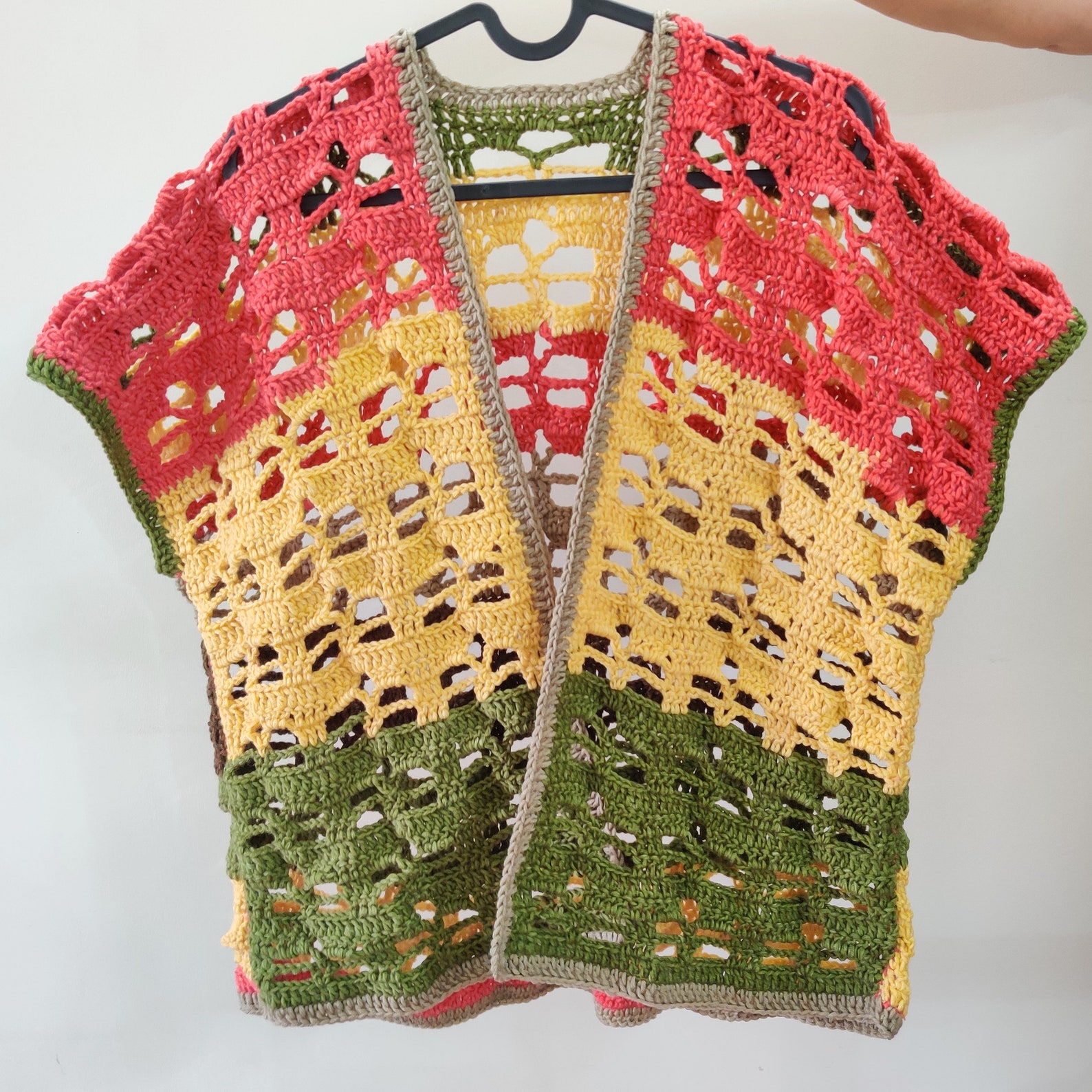 Crochet Flower Cardigan Vest Patterncrochet Pattern Vest Top Etsy