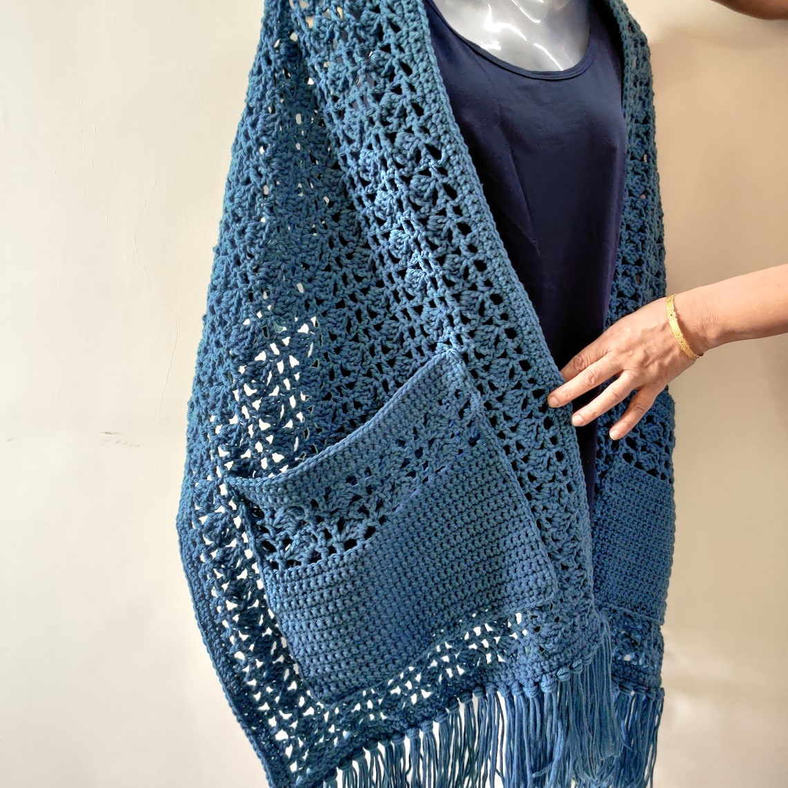 Easy crochet pocket shawl pattern for beginner womens wrap or etsy